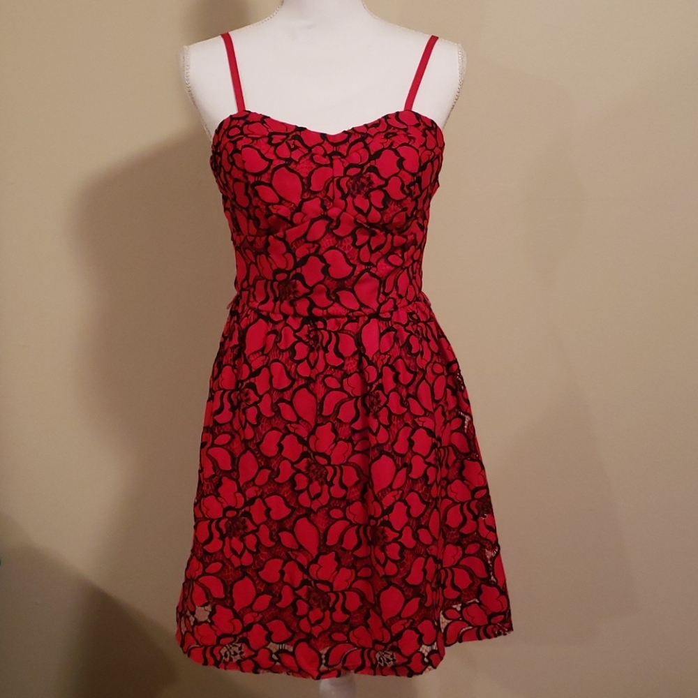 Black and red flowered dress